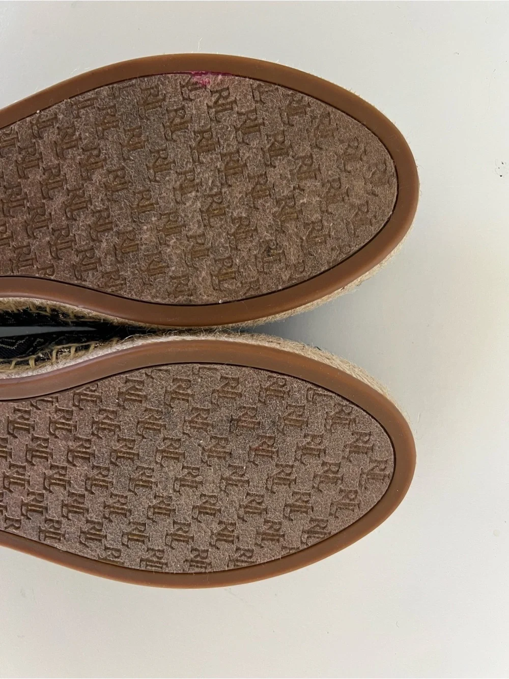 Ralph Lauren LRL Cameryn II Monogram Jacquard Espadrille, Blue/Tan, size 8